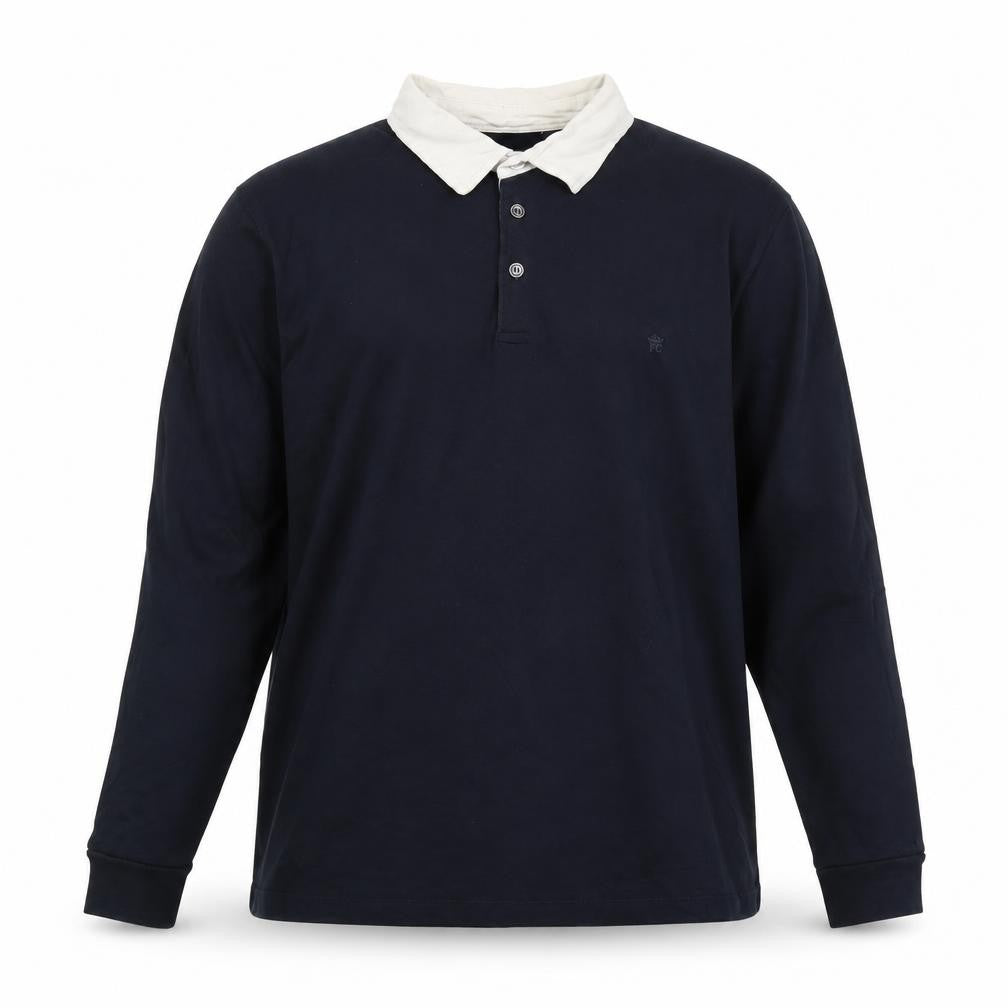 Front view of French Connection Men's Blue Collared Henley Sweatshirt XL
