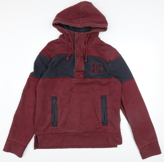 FatFace Men's Red Pullover Hoodie Size S Cotton Blend Logo 88