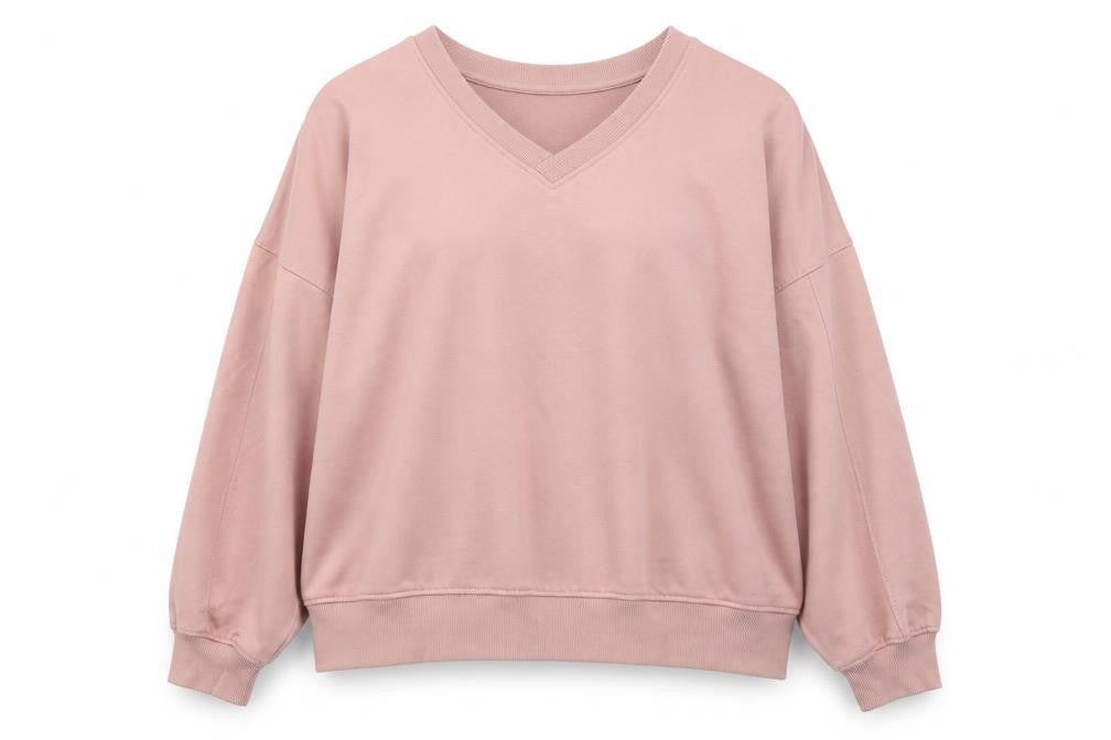 Next Women Pink V-Neck Pullover Sweatshirt UK 20 Cotton Blend