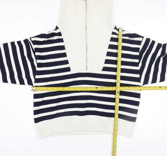 Marks and Spencer Women’s Navy Striped Half Zip Pullover Sweatshirt Size S