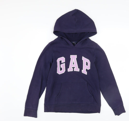 GAP Girls Purple Hoodie 12 Years Pullover Fleece Logo Sweatshirt