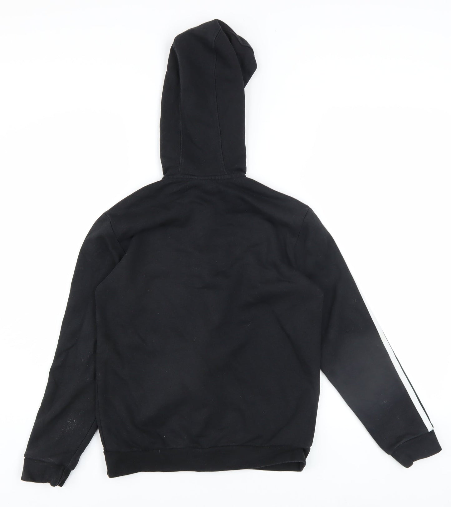 Adidas Boys Black Full Zip Hoodie 11-12 Years Cotton Blend Sportswear