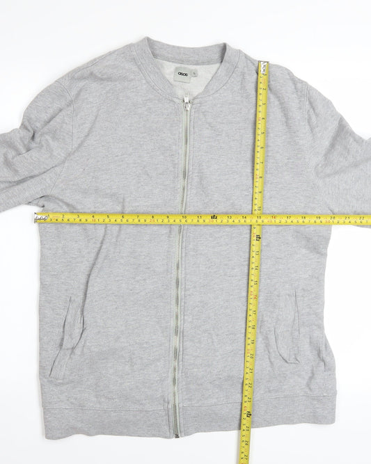 ASOS Mens Grey Full Zip Cotton Sweatshirt Jacket L Regular