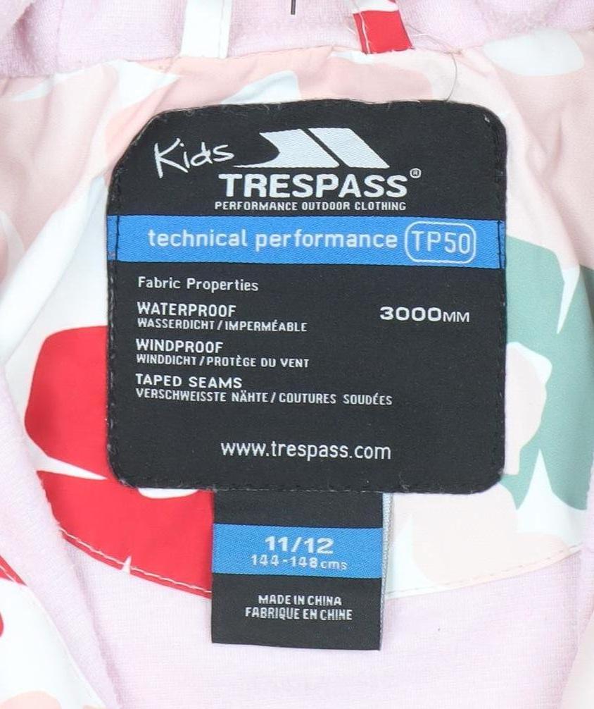 Trespass Girls Multicoloured Floral Waterproof Hooded Rain Coat 11-12 Years