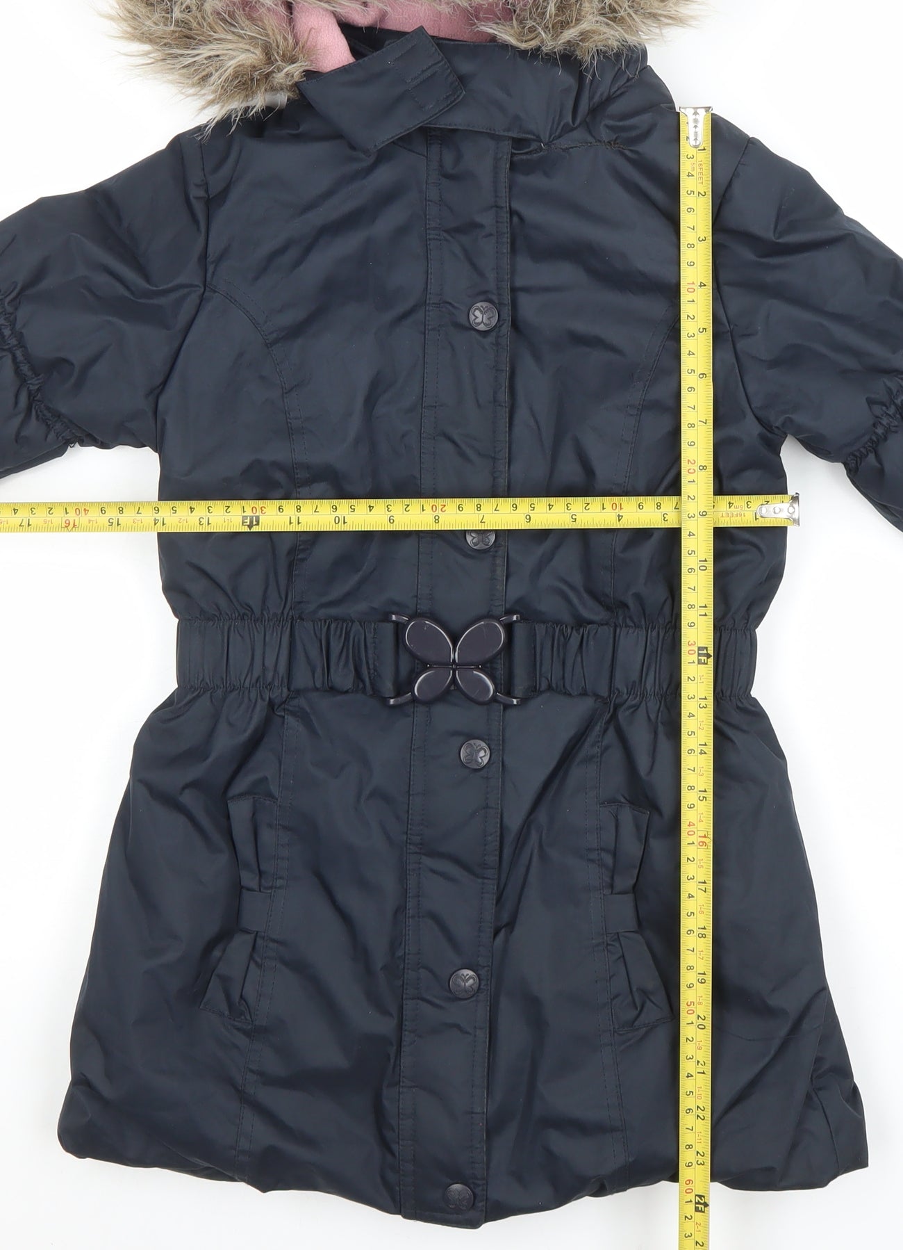 Millie Girls Black Faux Fur Hooded Parka Coat 9 Years