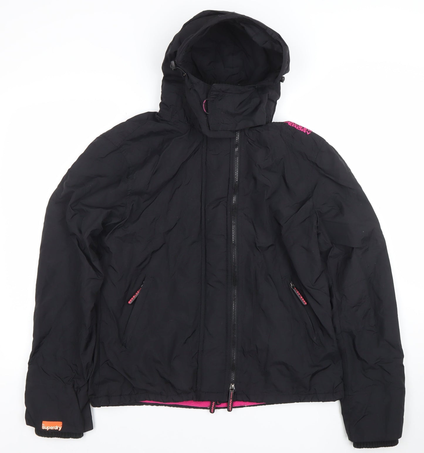 Superdry Women's Black XL Windproof Hooded Softshell Jacket