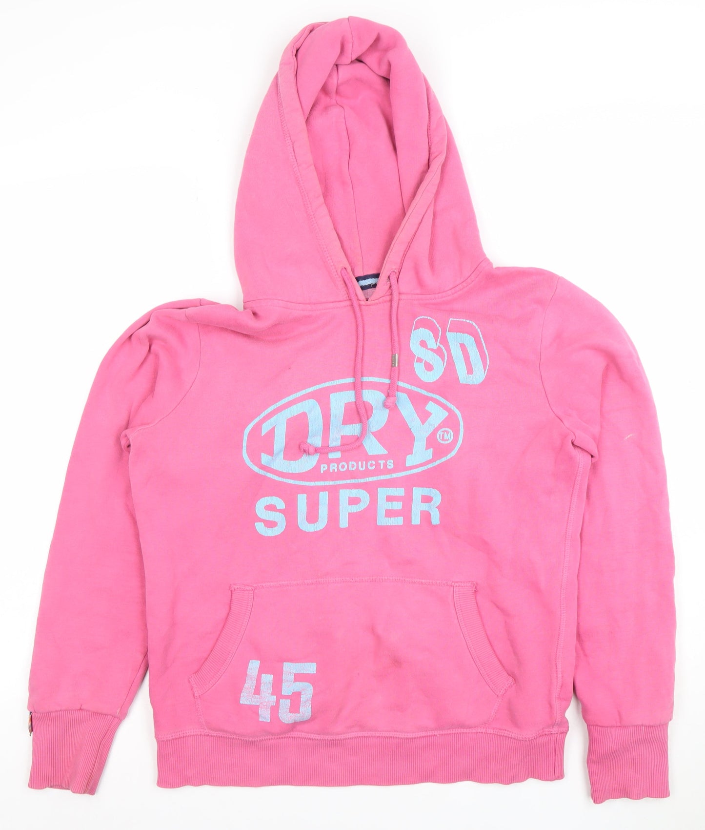 Superdry Women's Pink Pullover Hoodie Size M Cotton Blend