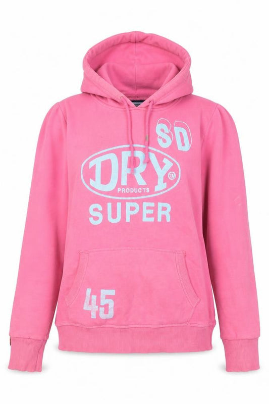 Superdry Women's Pink Pullover Hoodie Size M Cotton Blend