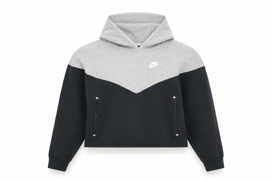 Nike Women’s Grey & Black Pullover Hoodie XS Zip Pocket Sweatshirt