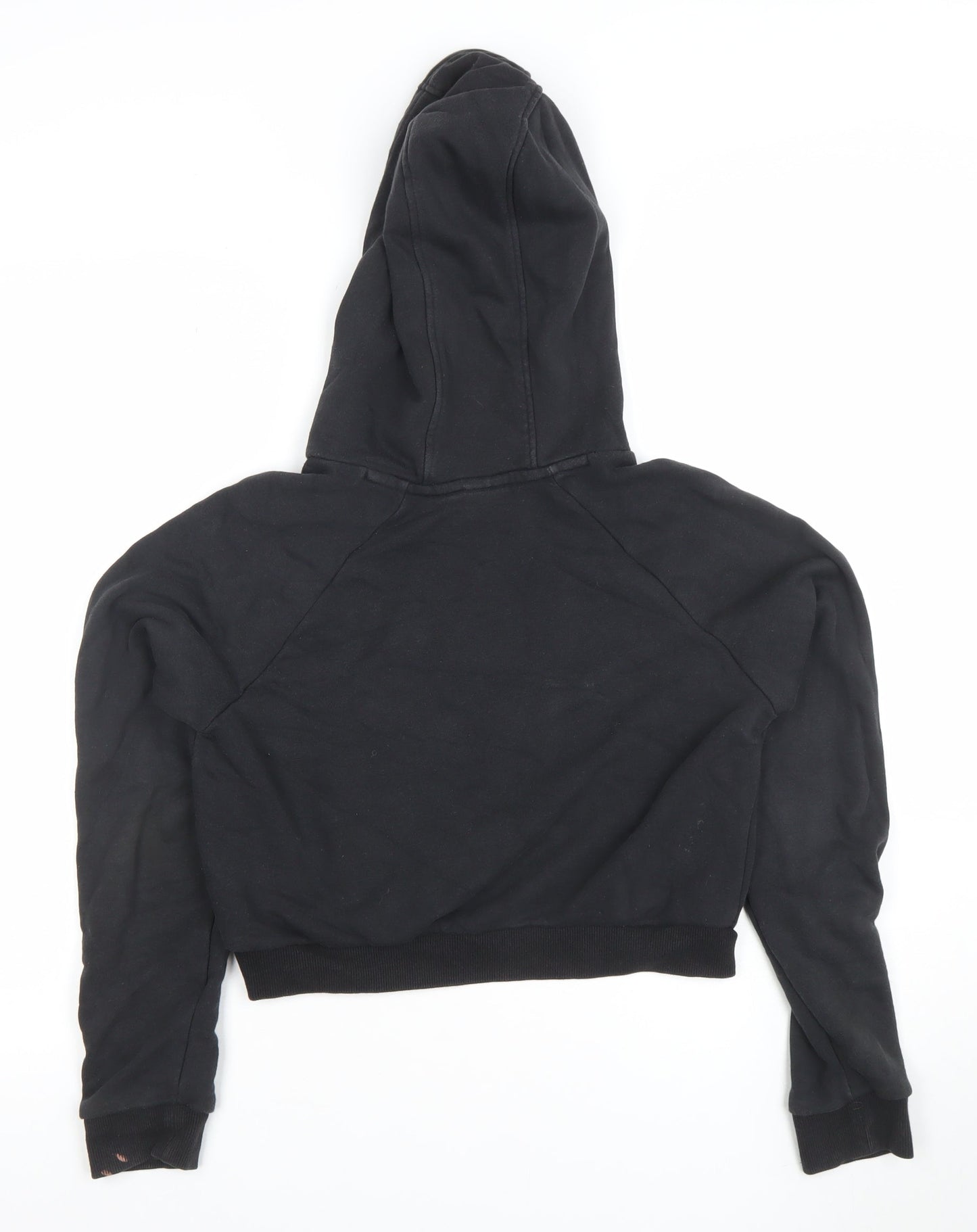 Adidas Women Black Hooded Pullover Sweatshirt Size 12 Logo Print