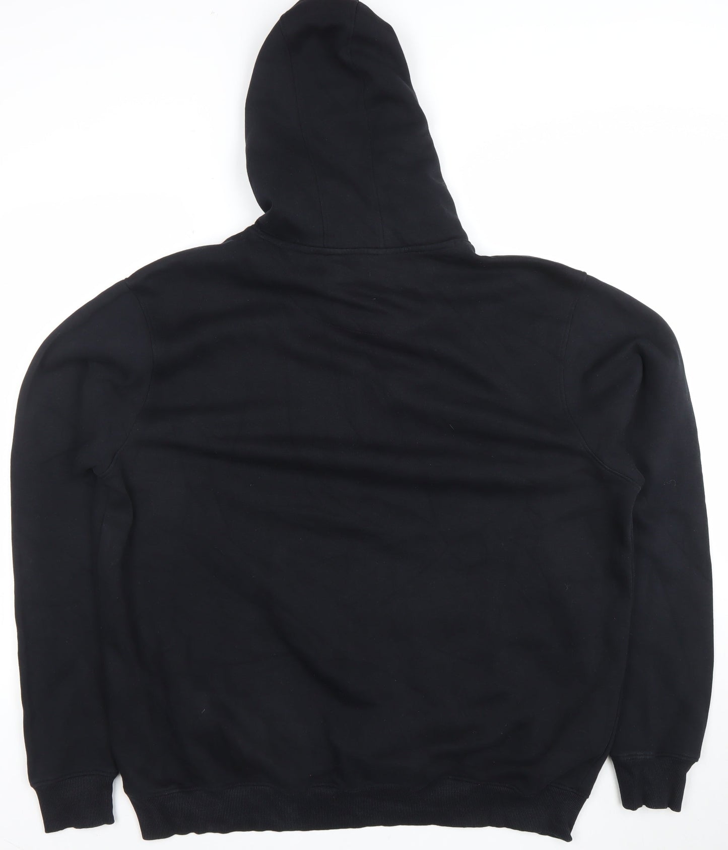 t-base Mens Black Pullover Hoodie L Fleece Logo Graphic Sweatshirt