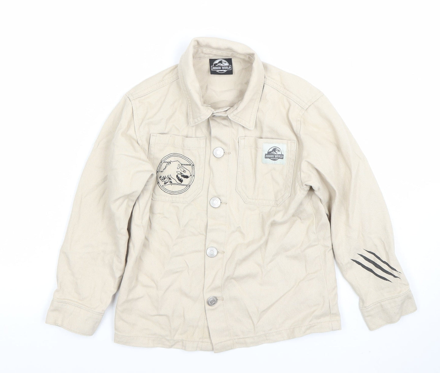 Primark Boys Beige Jurassic World Cotton Jacket 6-7 Years