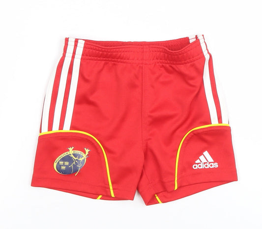 Adidas Red Baby 9-12M Active Shorts Munster Rugby Elastic Waist
