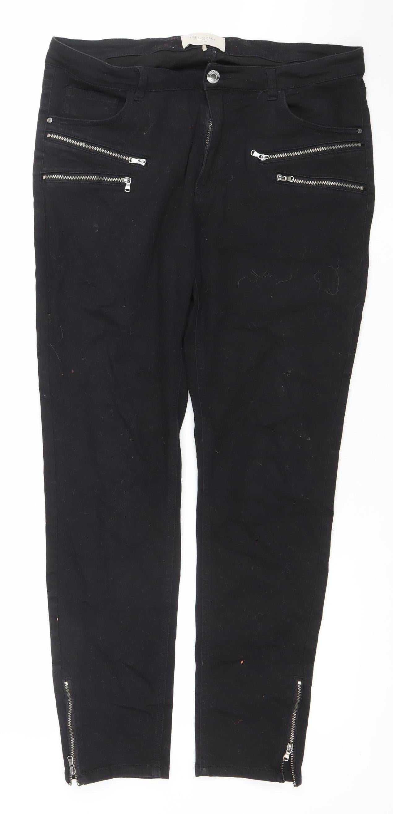 FREE/QUENT Women's Black Skinny Jeans XL Stretch Zip Detail