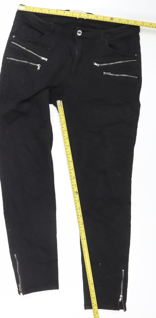 FREE/QUENT Women's Black Skinny Jeans XL Stretch Zip Detail