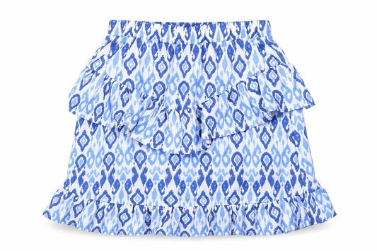 Dunnes Girls Blue Geometric Ruffle Cotton Skirt 10-11 Years