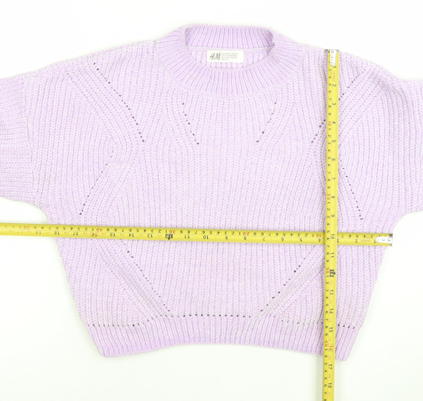 H&M Girls Lilac Knit Pullover Jumper 10-12 Years Polyester Crew Neck