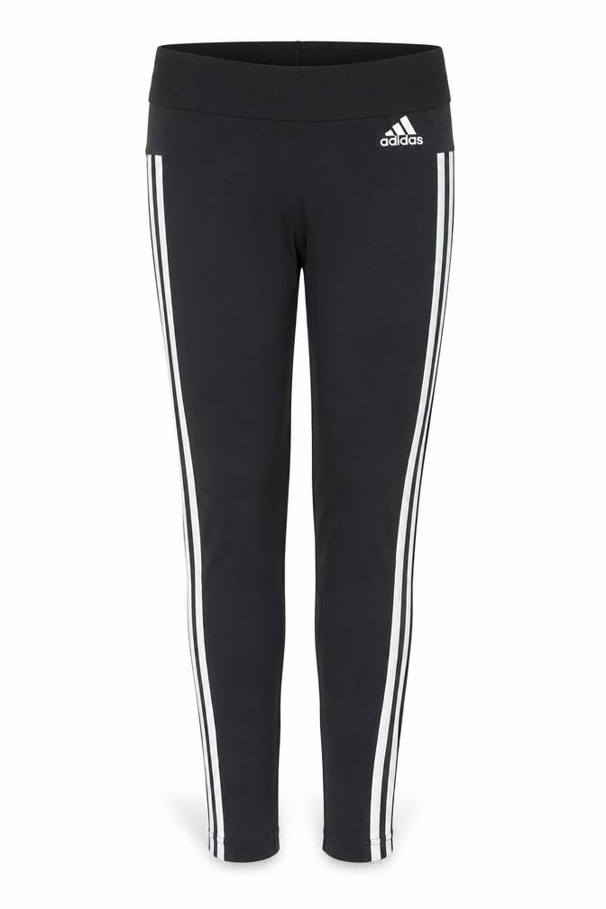 Front view of Adidas women’s black, size UK 10 slim, fit side stripe active leggings