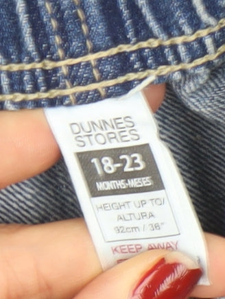 Dunnes Stores Boys Blue 18-24M Cargo Jeans Trousers with Dinosaur Design