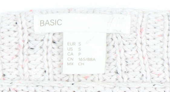 H&M Women Beige Knit Jumper Small Acrylic Cotton Long Sleeve Crew Neck