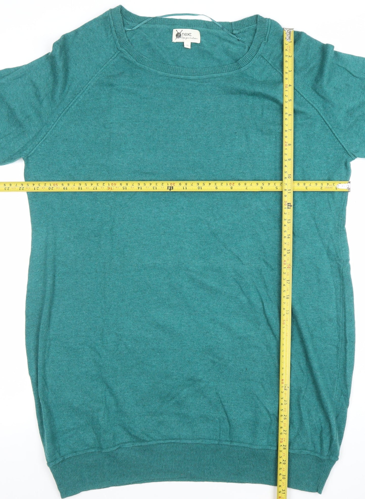 Next Women Green 3/4 Sleeve Scoop Neck Pullover Jumper Size 18