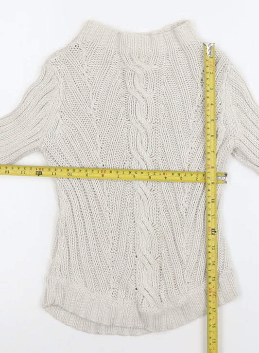 Jigsaw Junior Girls Beige Cable Knit Cotton Jumper 6-7 Years