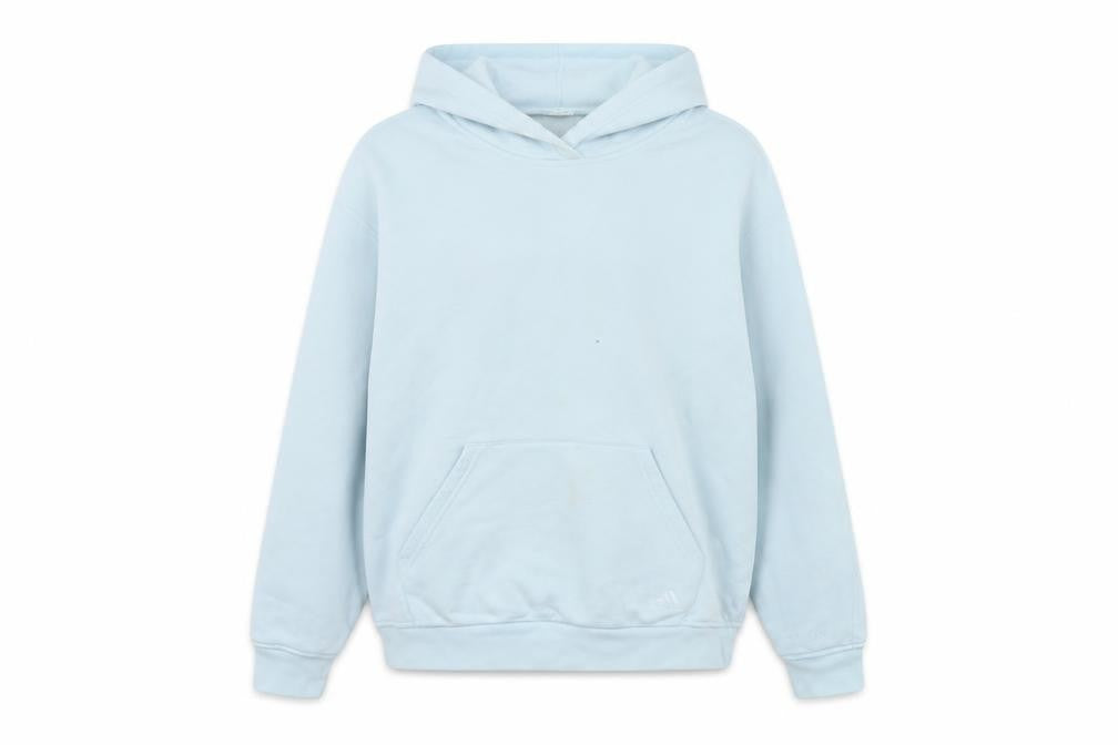 Adidas Women's Light Blue Pullover Hoodie Size L Cotton Blend Sweatshirt