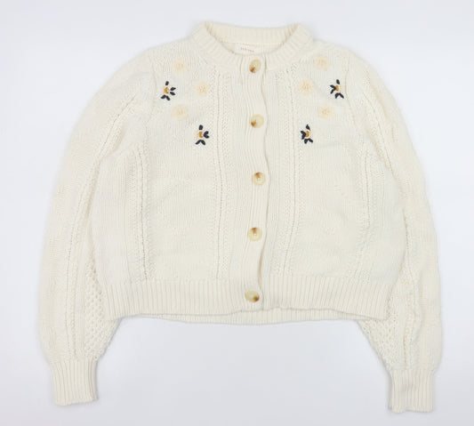 Marks and Spencer Women’s Ivory Embroidered Knit Cardigan Size 16