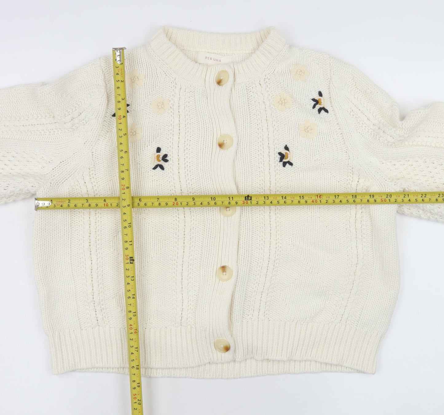 Marks and Spencer Women’s Ivory Embroidered Knit Cardigan Size 16