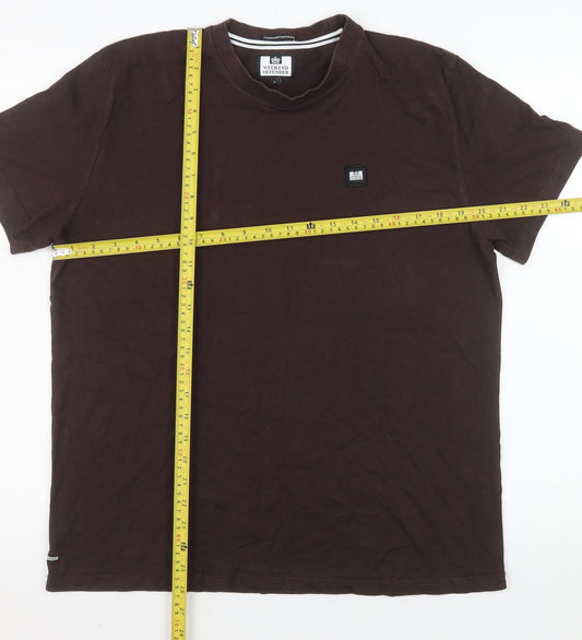 Weekend Offender Men's Brown Cotton Crew Neck T-Shirt Size L