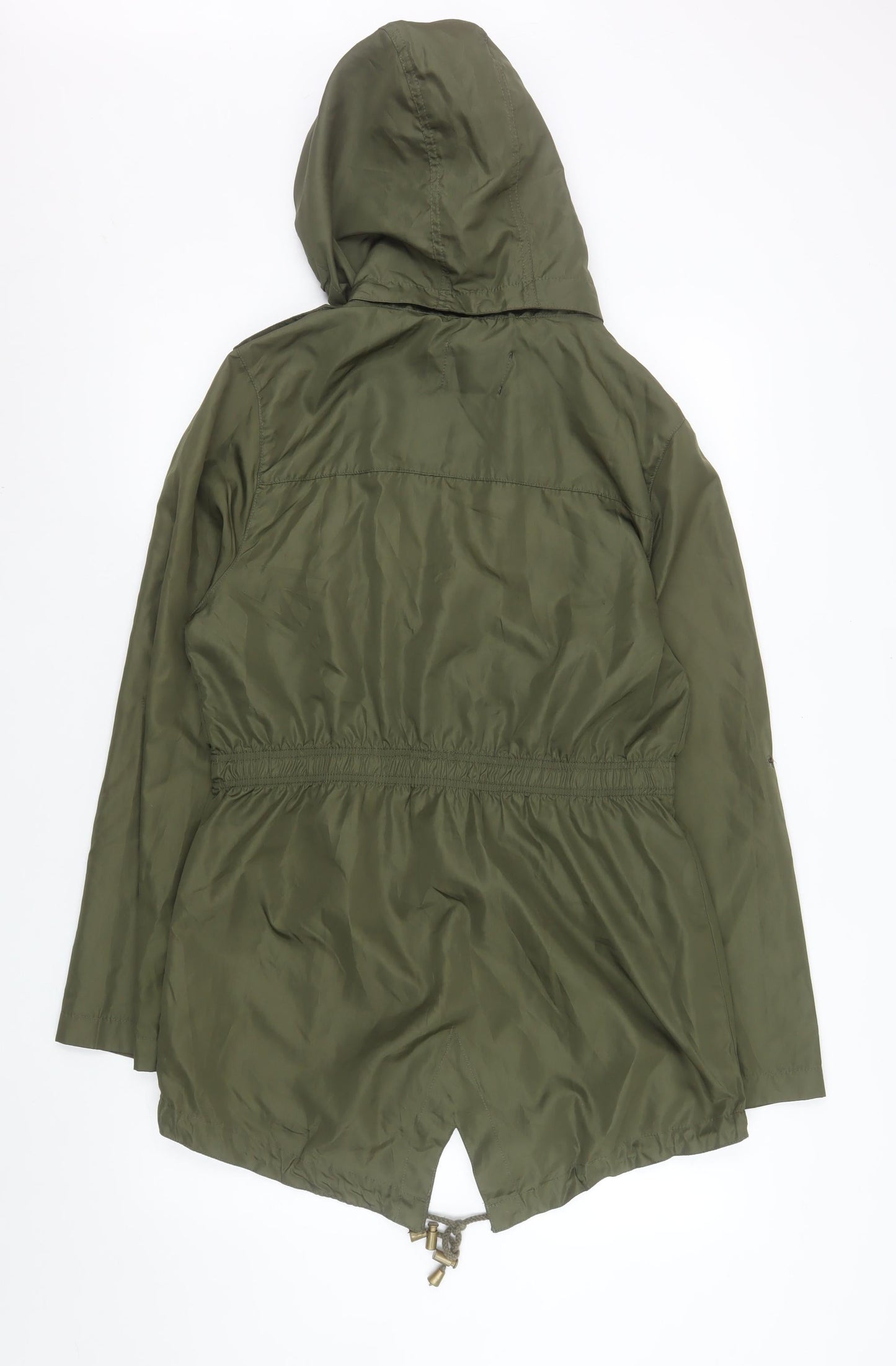 Brave Soul Women Green Parka Jacket Size 12 Hooded Mid-Length