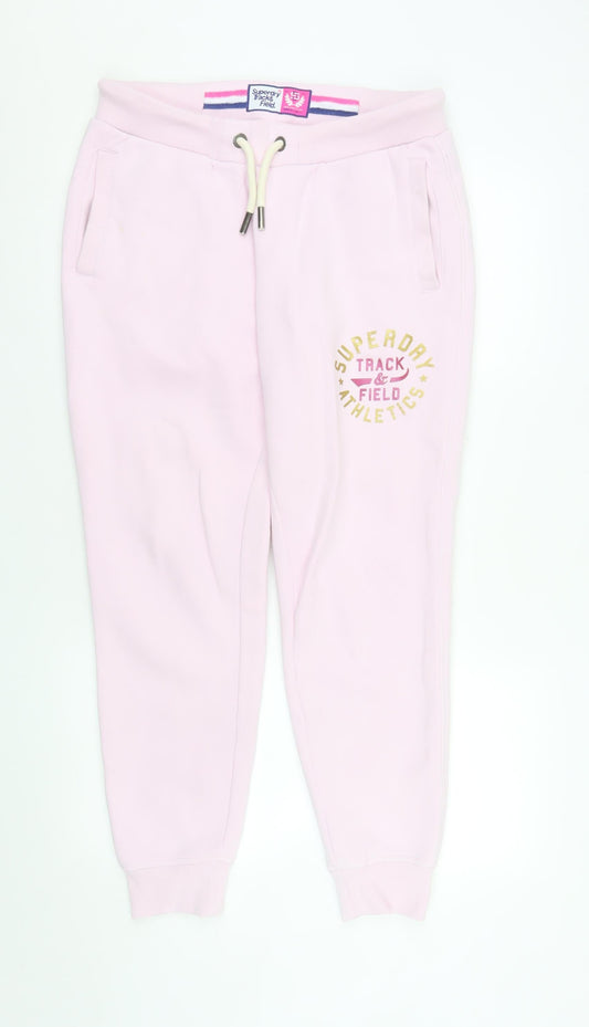 Superdry Women's Pink Jogger Sweatpants Size 14 Cotton Blend