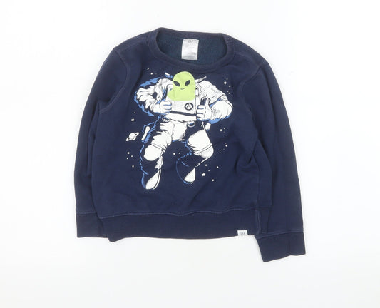 GAP Boys Blue Space Alien Astronaut Pullover Sweatshirt 5 Years Fleece
