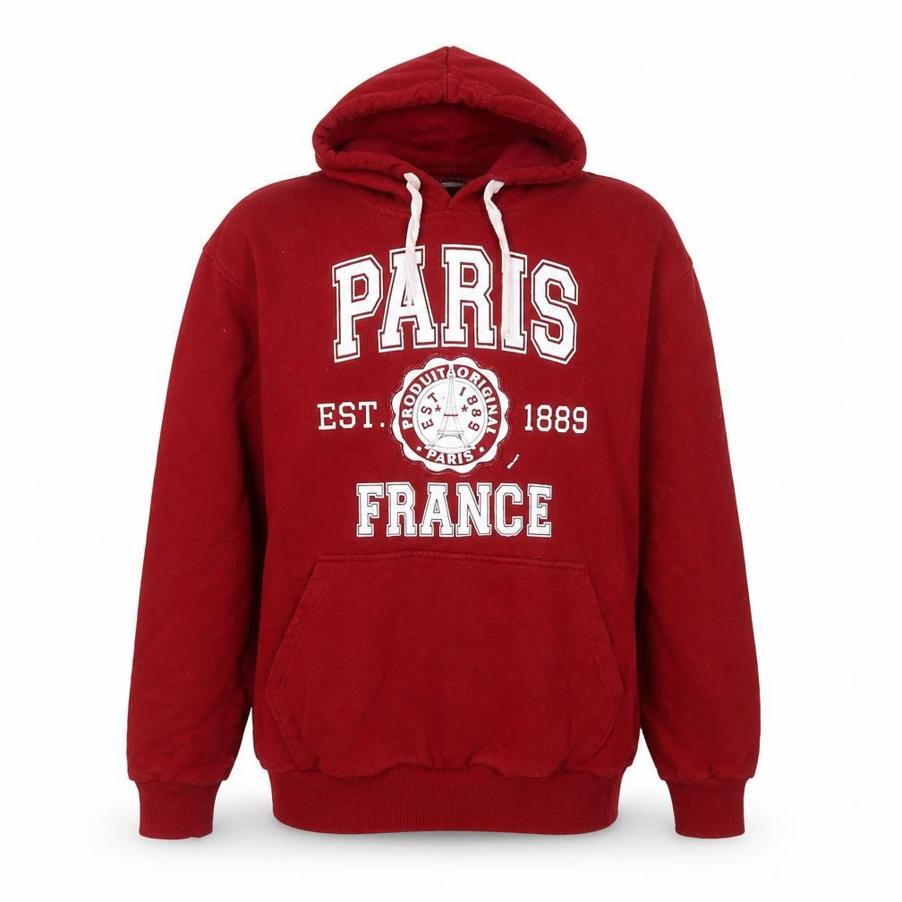 Paris Produit Original Men's Red Pullover Hoodie L Graphic Print