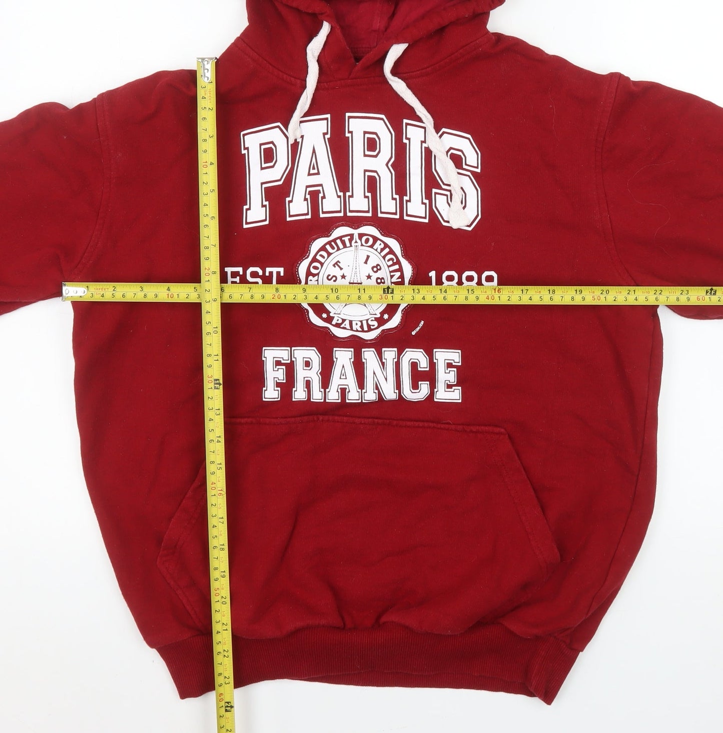 Paris Produit Original Men's Red Pullover Hoodie L Graphic Print