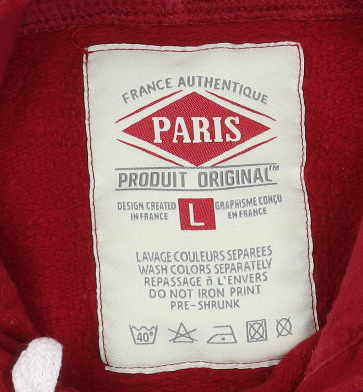 Paris Produit Original Men's Red Pullover Hoodie L Graphic Print