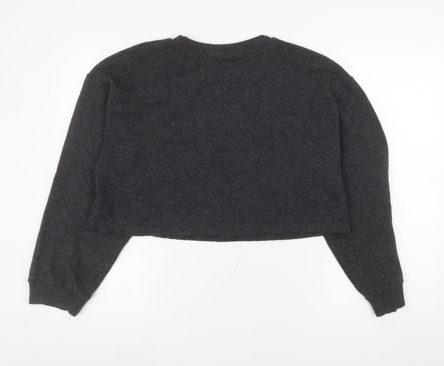 Zara Women Grey Beaded Knit Pullover Jumper Size L