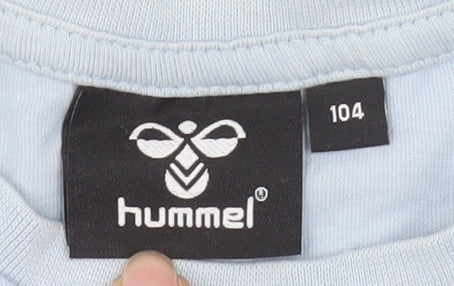 Hummel Boys Blue Cotton Graphic Logo T-Shirt 3-4 Years Short Sleeve