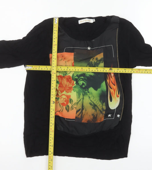 Red Queen Womens Black Art Print Zip T-Shirt Size S