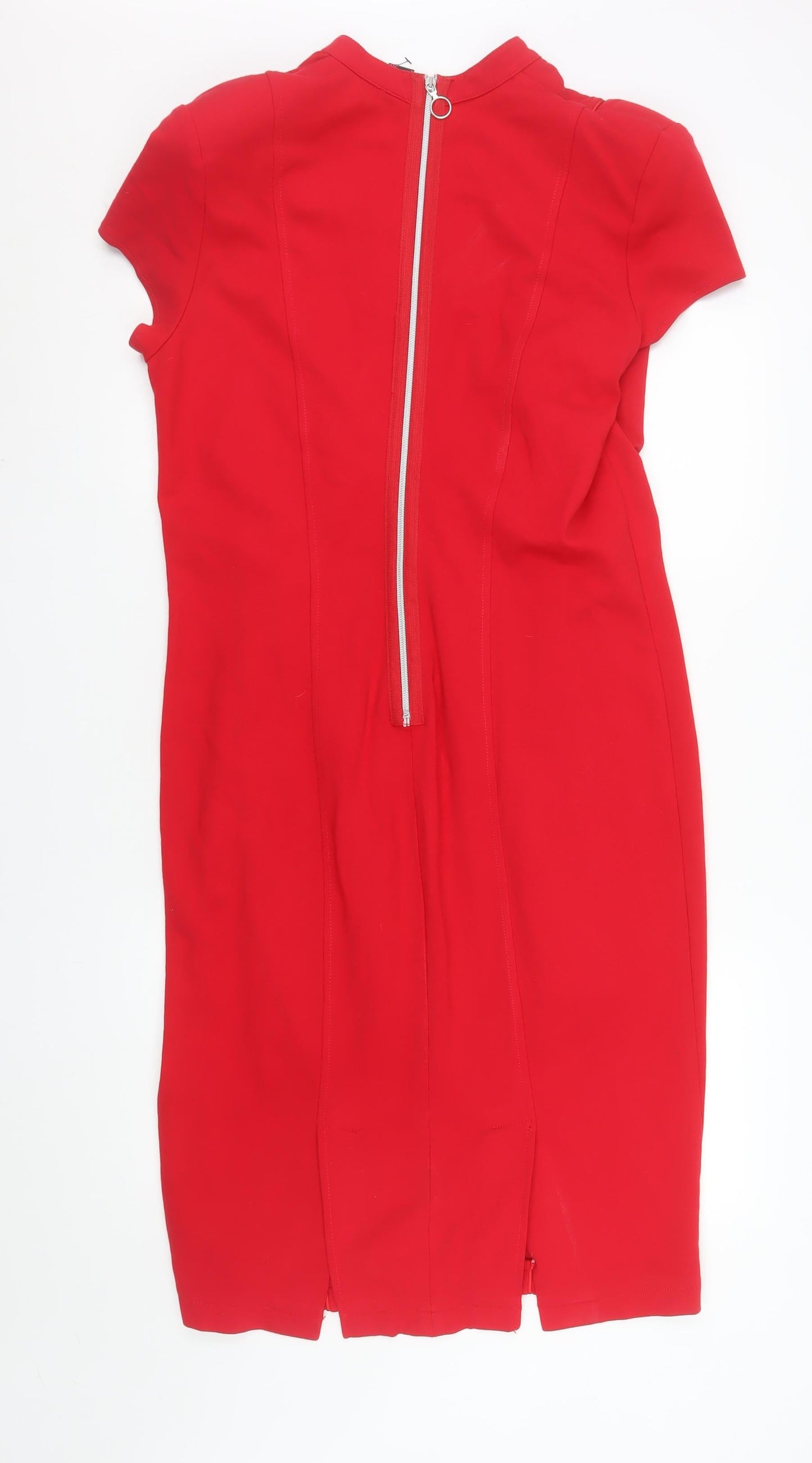 TU Women’s Red Bodycon Knee Length Dress Size 20 Short Sleeve Zip Back
