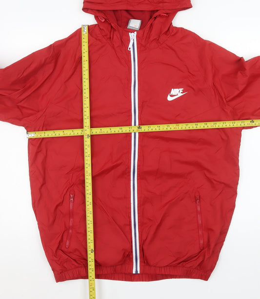 Nike Men's Red 2XL Windbreaker Hooded Lightweight Jacket