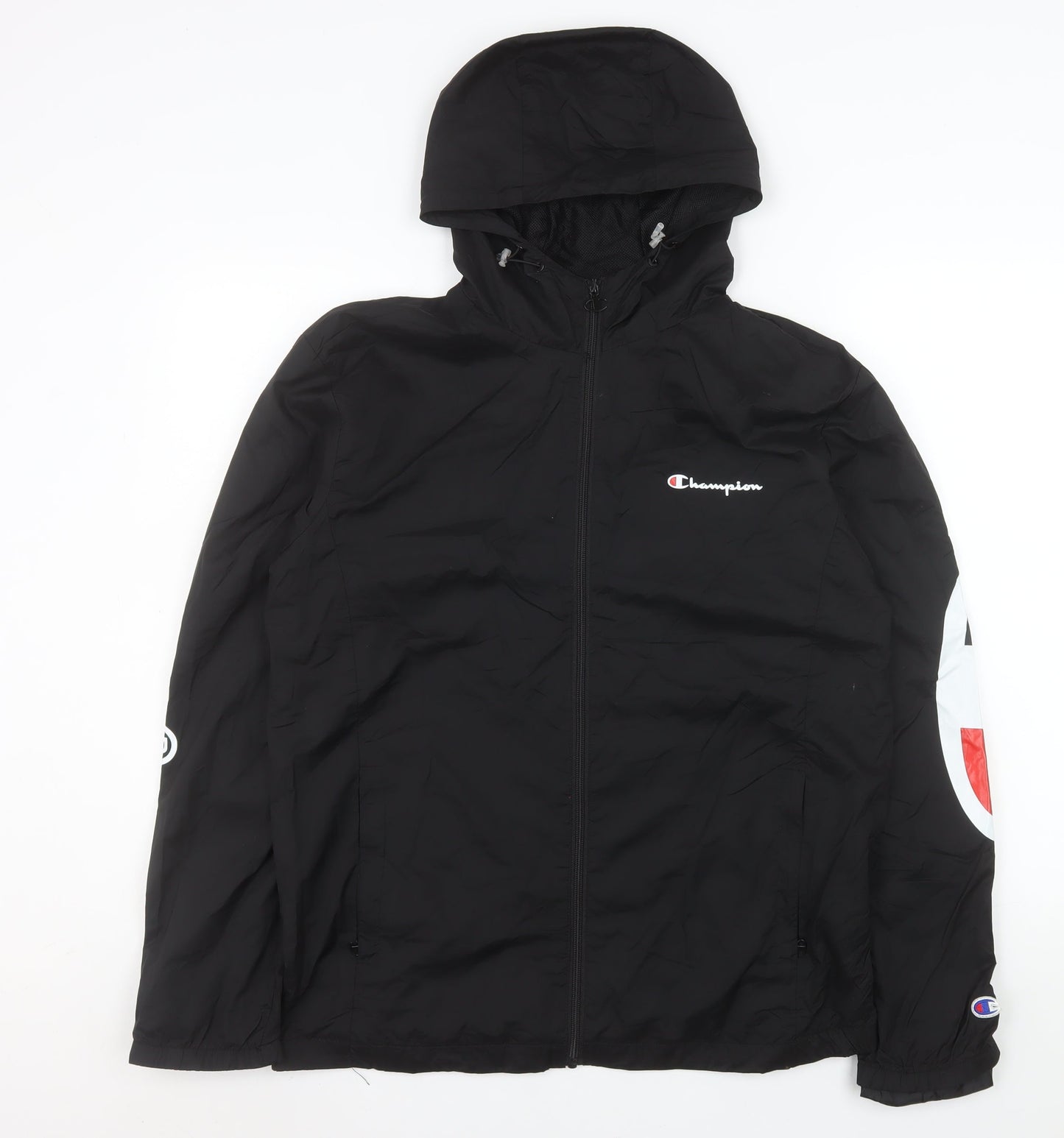 Champion Mens Black 2XL Hooded Windbreaker Jacket