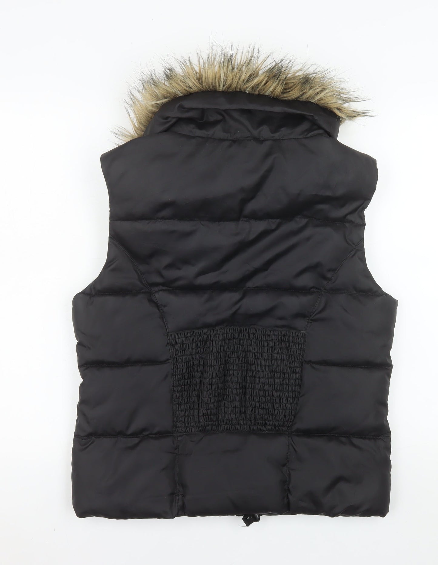 Firetrap Womens Black Fur Trim Puffer Gilet Size 12