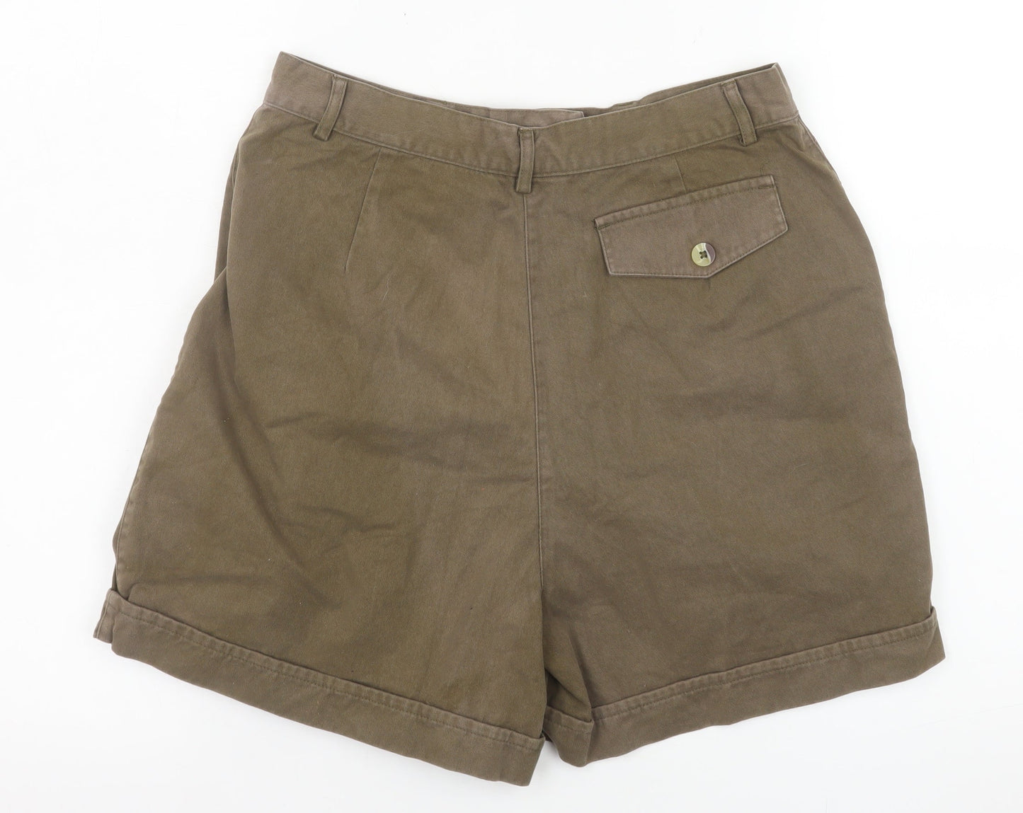 Best Basics Women’s Brown Chino Shorts Size 12 Cotton Twill High Waist