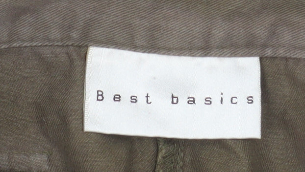 Best Basics Women’s Brown Chino Shorts Size 12 Cotton Twill High Waist