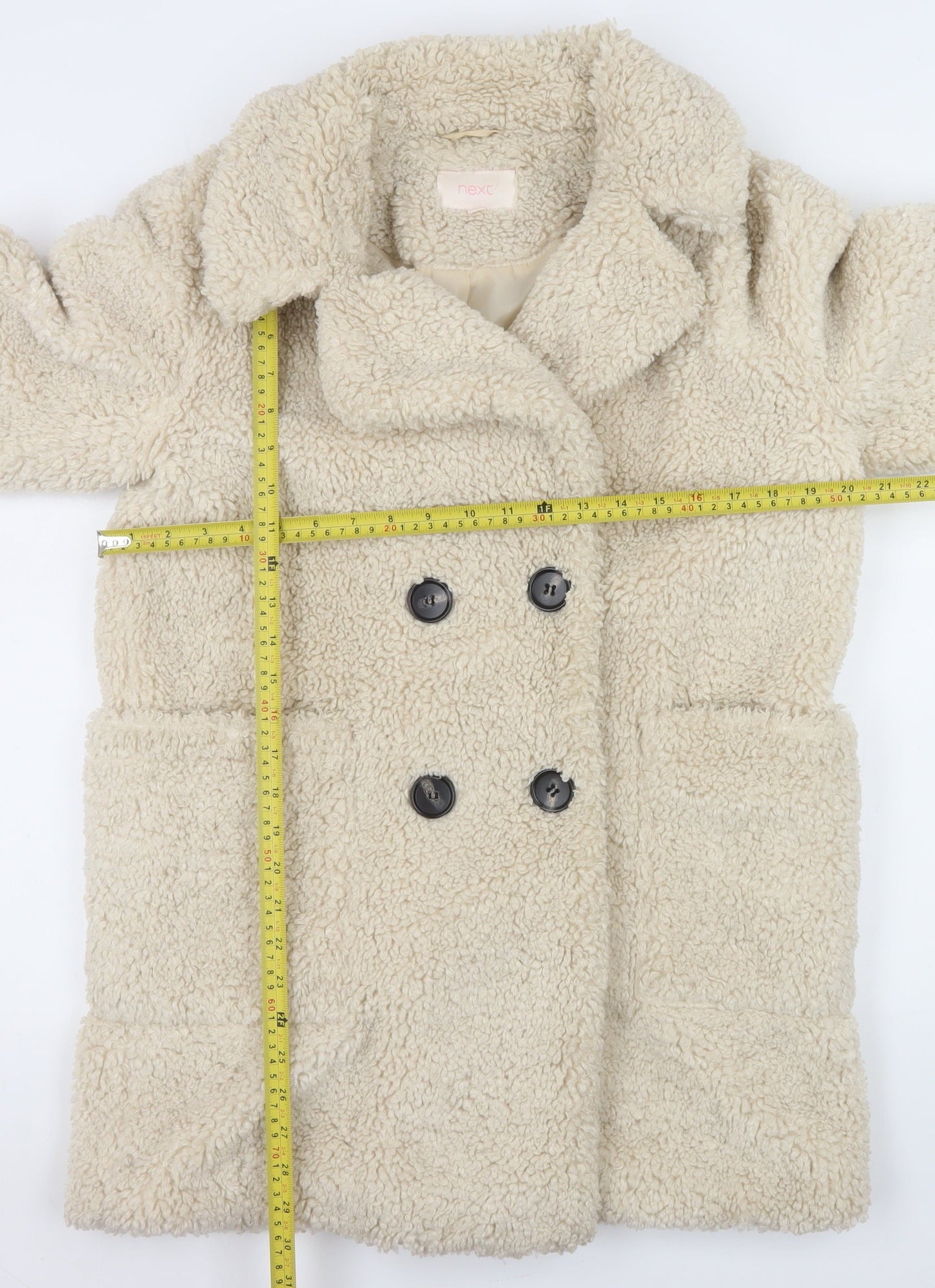 Next Women’s Beige Teddy Pea Coat Size 8 Lined Polyester Winter