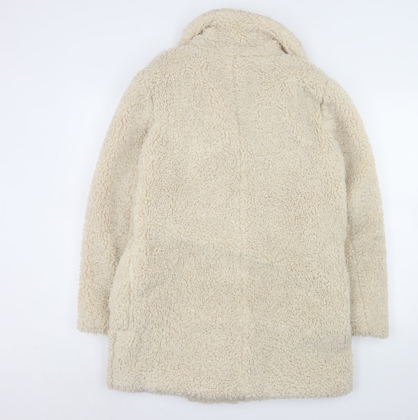 Next Women’s Beige Teddy Pea Coat Size 8 Lined Polyester Winter