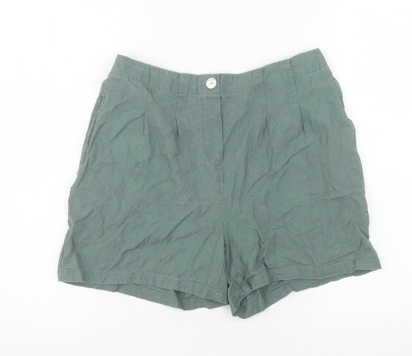 Vero Moda Women Green Linen Blend Chino Shorts Size M