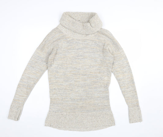CC Women Beige Roll Neck Long Sleeve Knit Jumper Size M