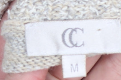 CC Women Beige Roll Neck Long Sleeve Knit Jumper Size M